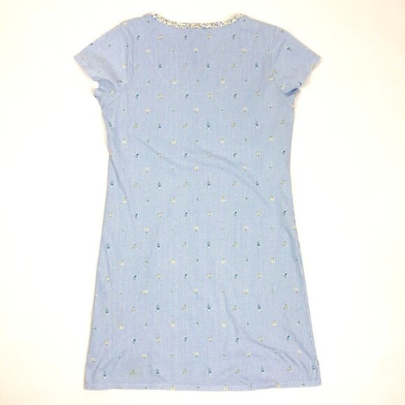NWOT Liz Claiborne Villager Nightgown Womens S Blue White Stripe Floral Nightie - Picture 7 of 8
